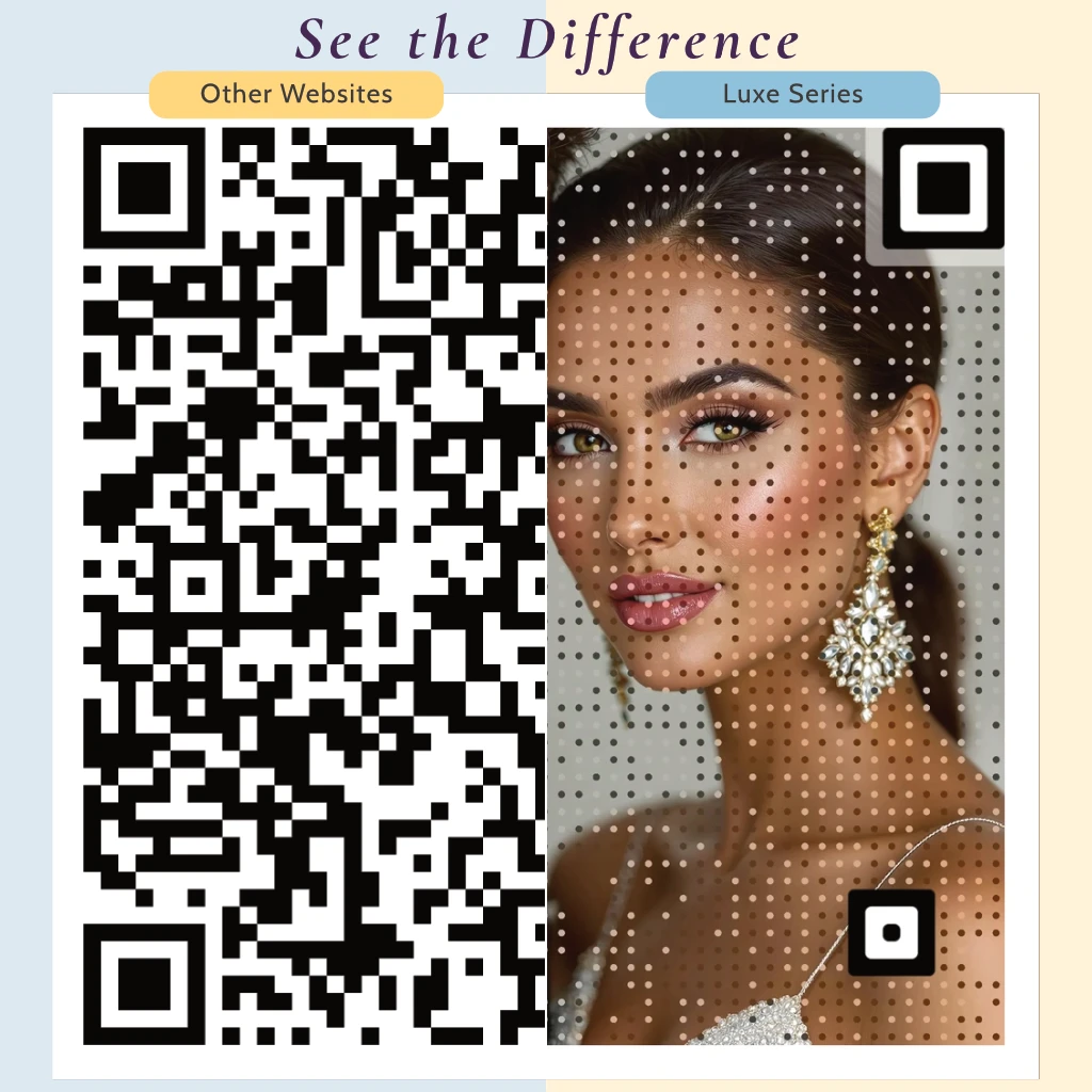 Side by side comparison of generic qr code vs a custom qr code with a photo background.